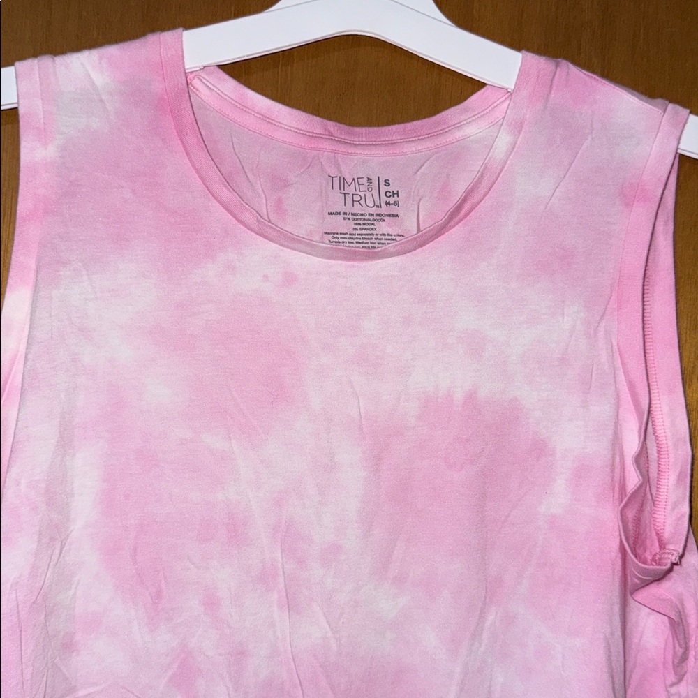 •TIME AND TRU•NWOT ORCHID BLOOM PINK TIE-DYE SLEEVELESS TANK TOP SIZE SMALL - Picture 9 of 11